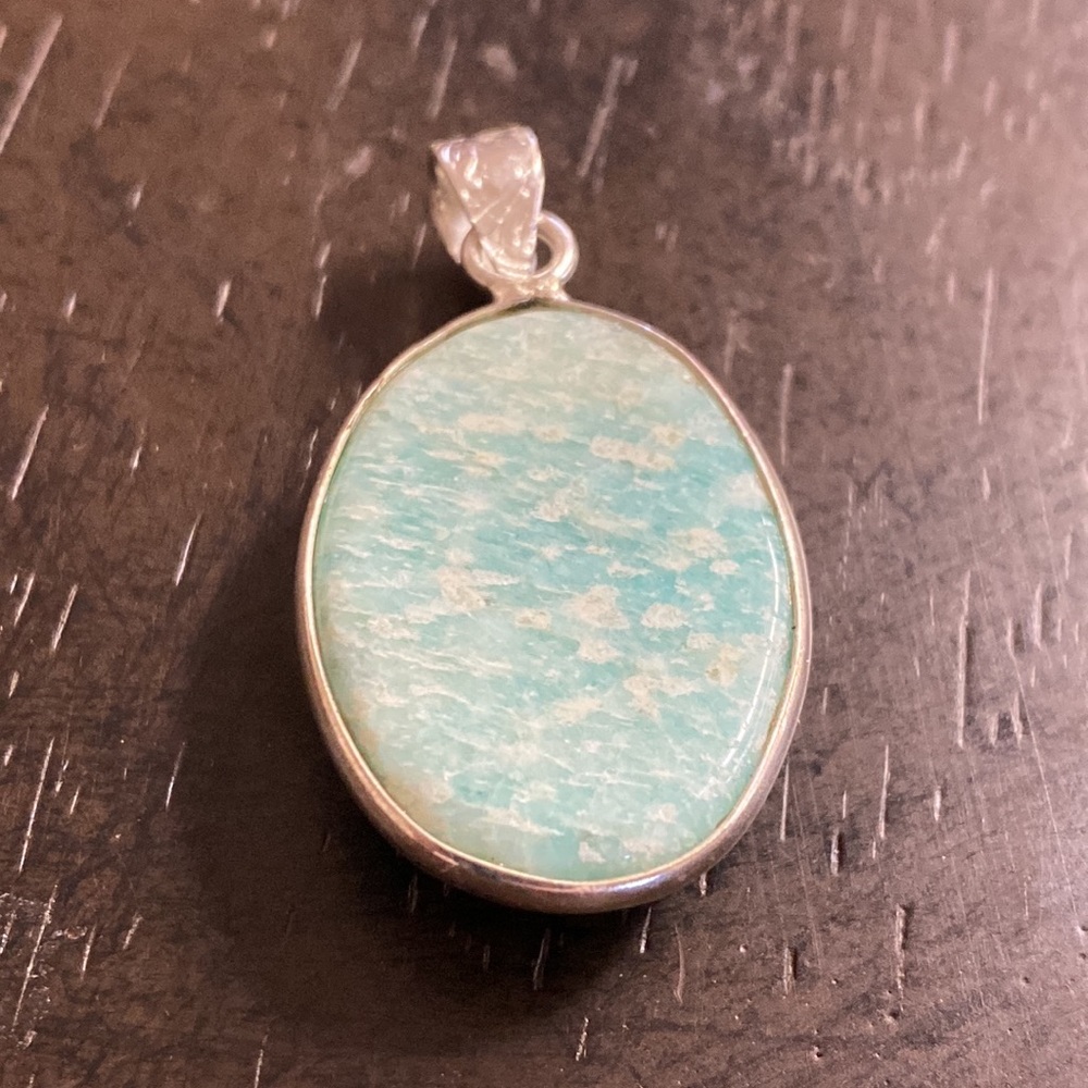 Amazonite Oval Sterling Silver Pendant - Picture 3 of 3